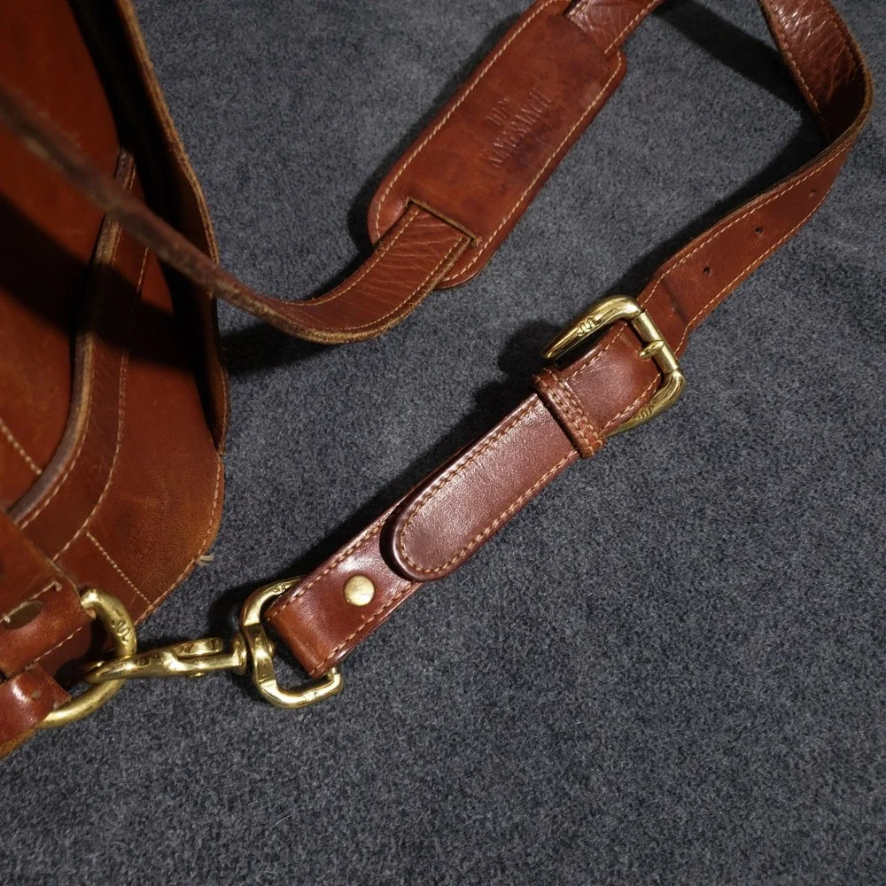 King‎ Ranch Leather Briefcase Mens Large Brown Messenger Bag Brass Running W
